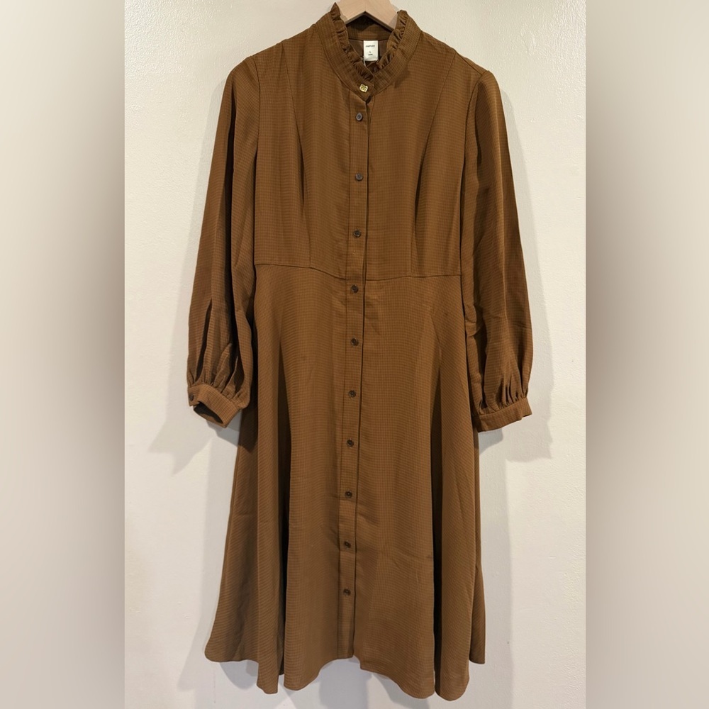 NWT Boutique Elegant Brown Button-Up Dress size Medium